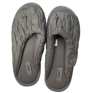 SKIMS Quilted Puffer Slippers Charcoal Grey Open Toe House Shoes Size 40 (9-9.5)